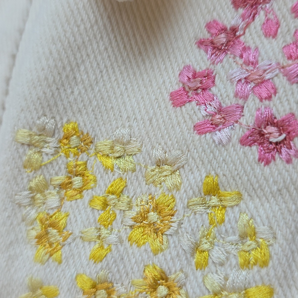Anthropologie Limited Edition Cream Floral Embroidered Jean Jacket - Picture 6 of 16